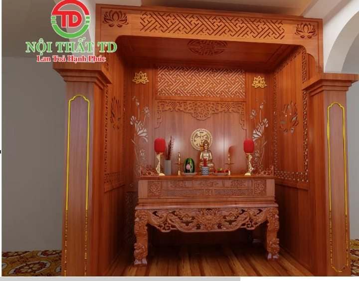 Thiết kế thi công phòng thờ hậu cung đẹp tại thị trấn Cát Hải - Hải Phòng