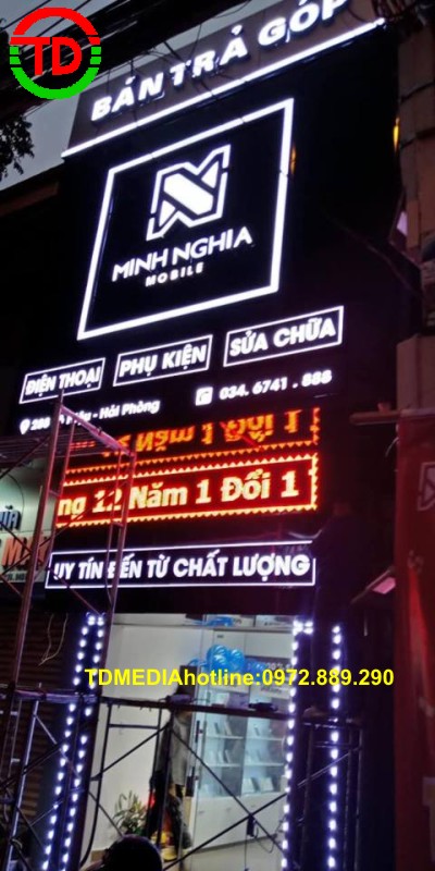 HOÀN THIỆN THI CÔNG BIỂN HIỆU SHOP ĐIỆN THOẠI ĐẸP TẠI TÔ HIỆU HẢI PHÒNG