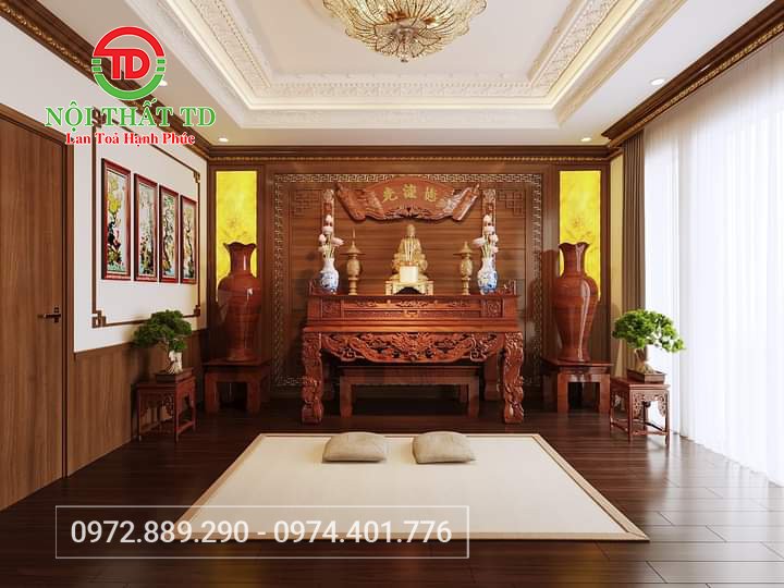Thiết kế thi nội thất phòng thờ trọn gói đẹp chuẩn tại Hải Phòng