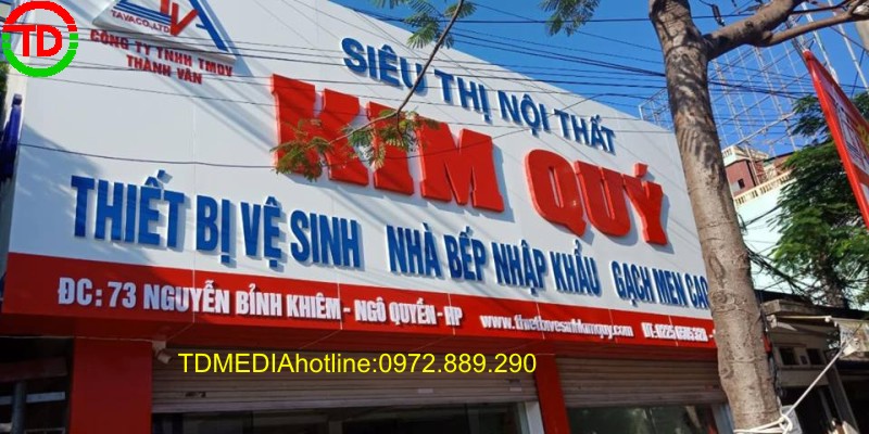 LÀM BIỂN QUẢNG CÁO SIÊU THỊ NỘI THẤT KIM QUÝ SỐ 3 NGUYỄN BỈNH KHIÊM HẢI PHÒNG