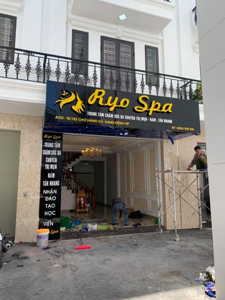 LÀM BIỂN QUẢNG CÁO SPA RYO VÀ VÁCH CNC SPA TẠI DƯ HÀNG KÊNH- HẢI PHÒNG