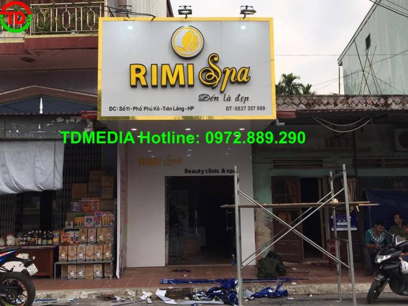 Thiết kế thi công biển hiệu và nội thất spa RIMI thị trấn Tiên Lãng Hải Phòng