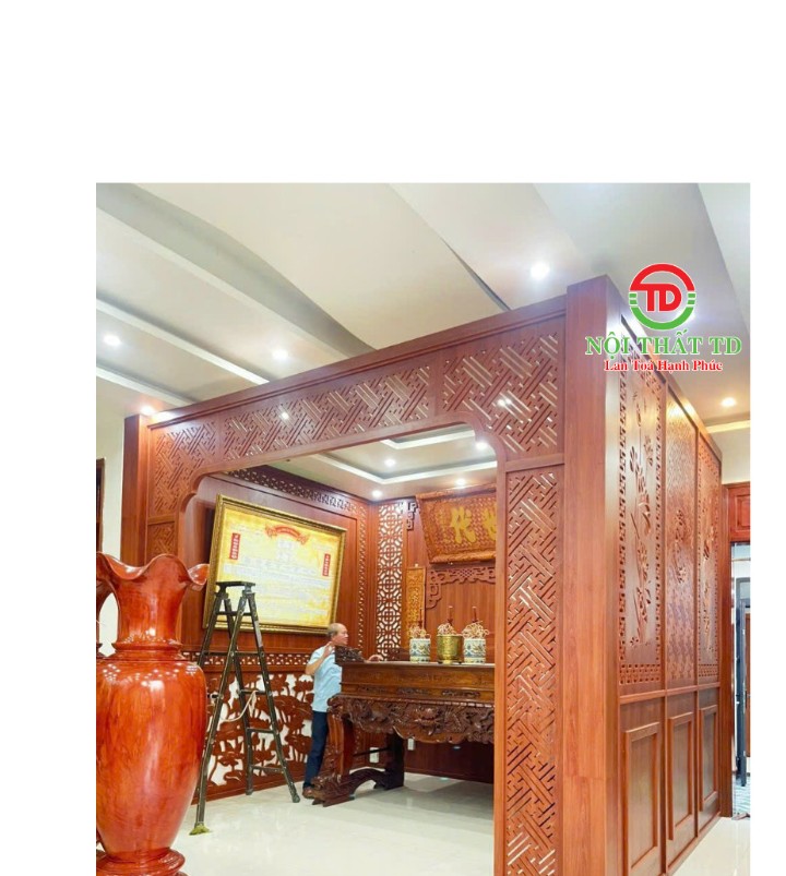 Thiết kế thi công phòng thờ đẹp chuẩn phong thủy cho anh khách Tân Tiến - An Dương - Hải Phòng