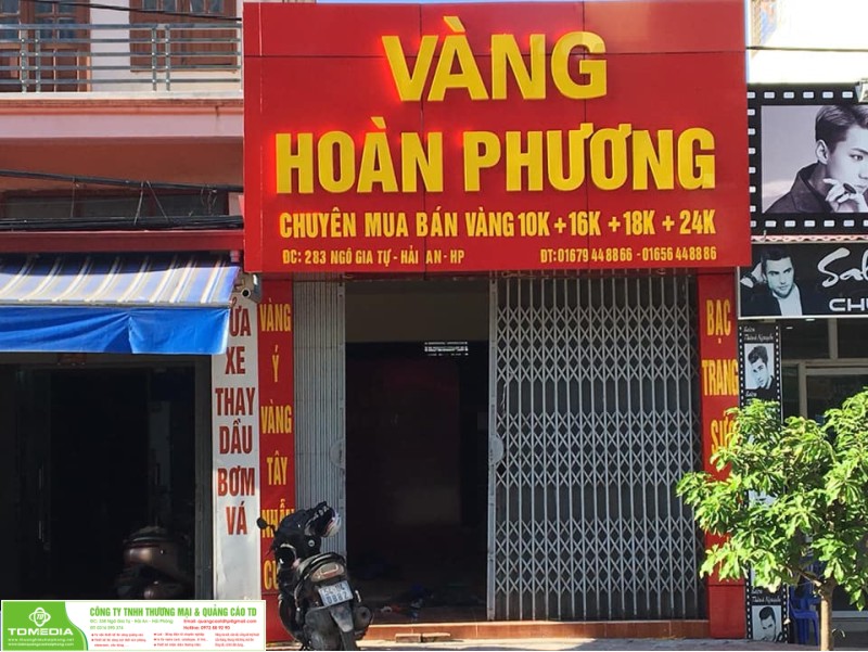 Thiết kế thi công hoàn thiện biển quảng cáo vàng Hoàn Phương 283 Ngô Gia Tự - Hải Phòng