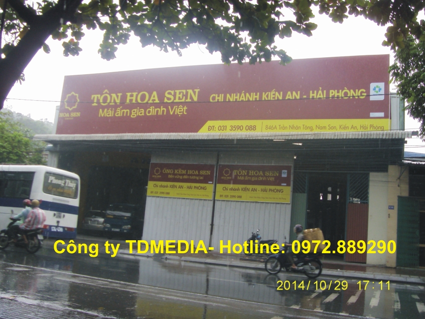 Thi công biển bạt hiflex cho hãng tôn Hoa Sen tại chi nhánh Hải Phòng, Quảng Ninh