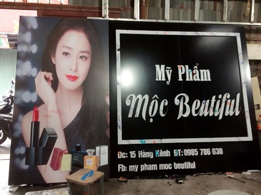 làm biển alu shop mỹ phẩm Mộc Beautiful Hải Phòng