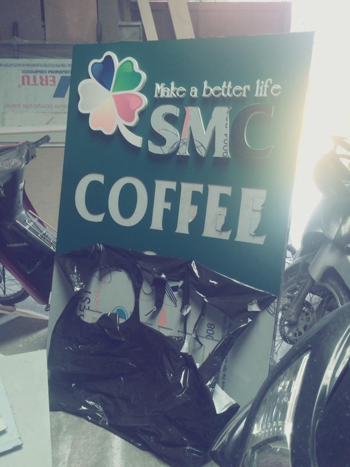 Thi công biển hộp đèn chữ nổi âm bản mica alu SMC Hải Phòng