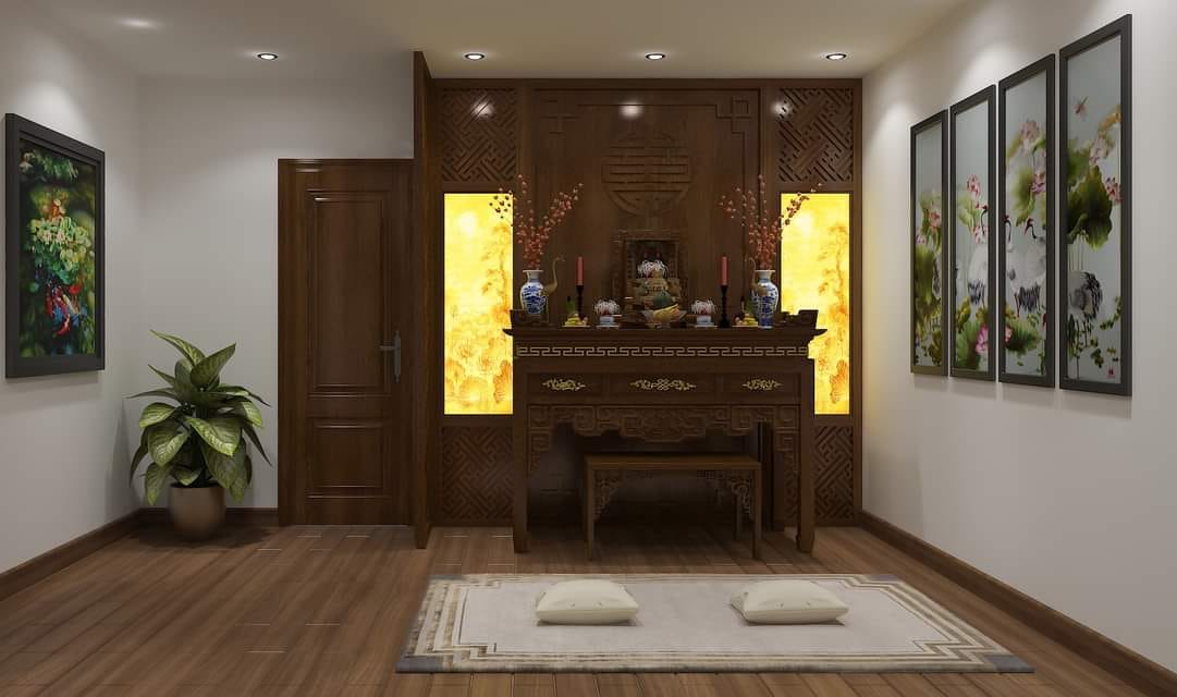 Thiết kế thi công phòng thờ đẹp cho cô Ngọc Tràng Cát - Hải Phòng